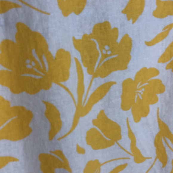 Yellow Floral Linen blend Mini Dress Beach Dress SzS - Picture 3 of 7